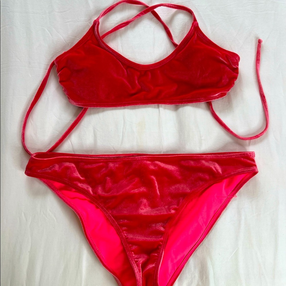 Velour Pink Bikini, Size XL